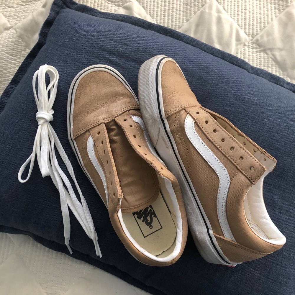 Beige/Tan Vans 
Women’s size 7.5, Men’s size 6